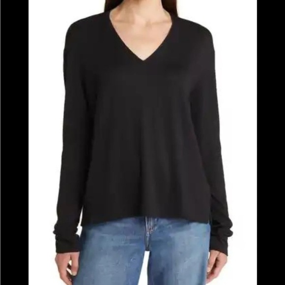 RAG & BONE WOMEN'S BLACK LONG SLEEVE V-NECK TOP TEE Sz XS - Picture 1 of 5